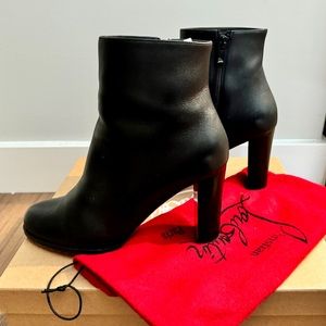 Christian Louboutin Adox 85 Leather Ankle Boots Red Bottoms